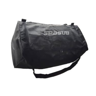 Imagem de Seasub Sacola Drenante para Mergulho, Preta, Polipropileno Emborrachado, 70x35x32 cm, Bolsa com Zíper Superior e Alças Laterais para Equipamentos de Mergulho
