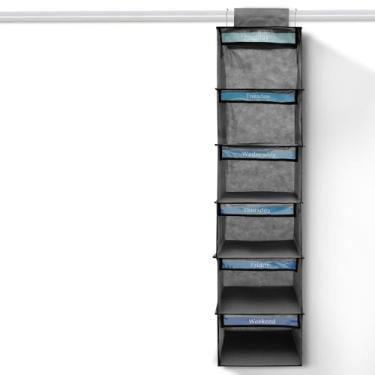 Imagem de ZJRDYYK Organizador de roupas semanal de 6 camadas, organizador de roupas para dias da semana, organizador semanal de armário suspenso, organizador de roupas para crianças e aldults (cinza)