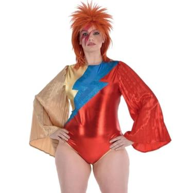 Imagem de amscan Maiô feminino metálico vermelho dourado e azul glam rock traje (plus size XXL) 1 peça - ideal para cosplay, Halloween e eventos temáticos