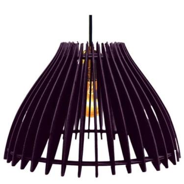 Imagem de Luminária Teto Tipo Pendente Em Mdf Aruanã Completa - Preta - LENOBRE,