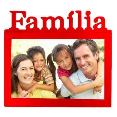 Imagem de Porta Retrato Família 20x15cm Vermelho - Gici Decor
