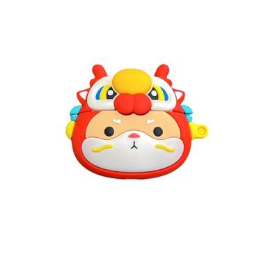 Imagem de Rertnocnf Capa compatível com Airpods 4 2024, capa fofa Kawaii Lucky Festive Shiba Inu, acessórios para fones de ouvido portáteis, silicone macio, sem fio, protetor à prova de choque com gancho