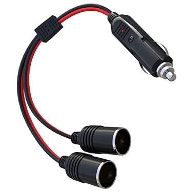Imagem de Divisor de isqueiro de carro 1 a 2 12 V adaptador de porta de carregador de energia tomada tomada divisor bidirecional cabo de extensão de isqueiro