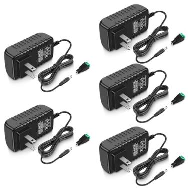Imagem de Fonte de alimentação de fita LED de 12 V, adaptador de alimentação de 1 A 12 W para fita de LED para câmera de segurança DVD Player, transformador CA 100-240V para DC 12V, plugue EUA (pacote com 5)
