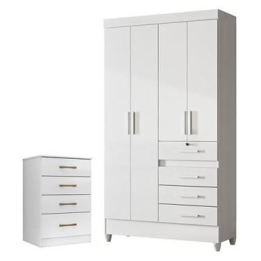 Imagem de Guarda Roupa Infantil Sobral e Cômoda MS913 Branco Brilho  Moval