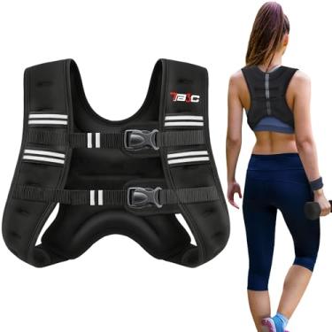 Imagem de Colete feminino com peso de 5,4 kg, colete para caminhada, treinamento de força, colete de peso para homens, colete de fitness com listras refletivas para treino, corrida, corrida