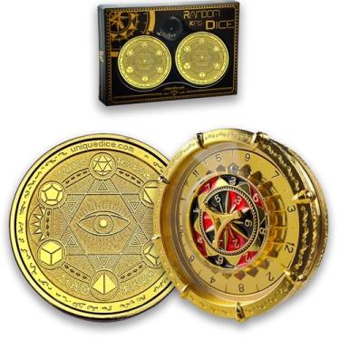 Imagem de Random King Dice Set from Unique Dice 7-in-2 Roulette Dice Gift Box for D and D Dungeons and Dragons and Tabletop Game - Magic Circle Gold