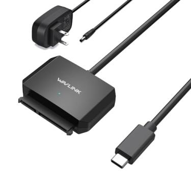 Imagem de Cabo adaptador SATA para USB-C, compatível com SSD/HDD 2,5'' e 3,5''. Suporta UASP, TRIM, S.M.A.R.T, modo suspensão e alimentação 12V/2A. Compatível com discos de até 18TB