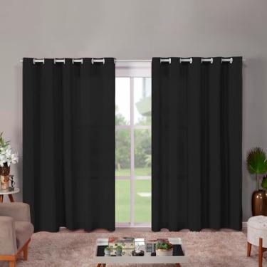 Imagem de Cortina Roma Premium para Sala e Quarto, 3,00x2,20m, Poliéster, Decorativa, Estampada (PRETO)