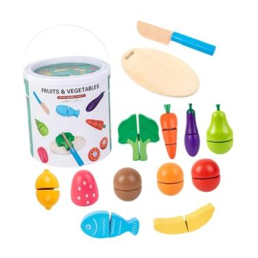 Imagem de menolana 13 peças cortando frutas brinquedos acessórios de cozinha reconhecimento de cor Playset educacional fingindo jogo para crianças idades 3 4 5 Presente