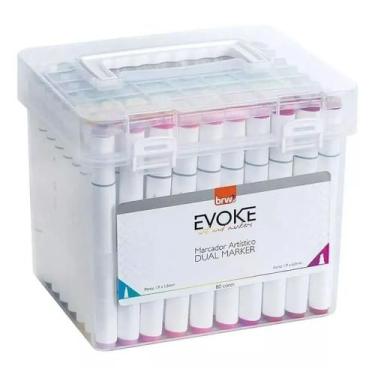Imagem de Kit 80 caneta marcador artístico dual marker evoke brw, 3