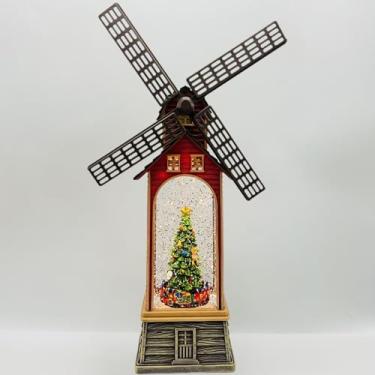 Imagem de Globo de Neve Natalino Musical com LED, Enfeite Natal Moinho de Vento Iluminado, Árvore de Natal e Papai Noel, Decoração Estilo Fazenda, Vermelho (Arvore de Natal)