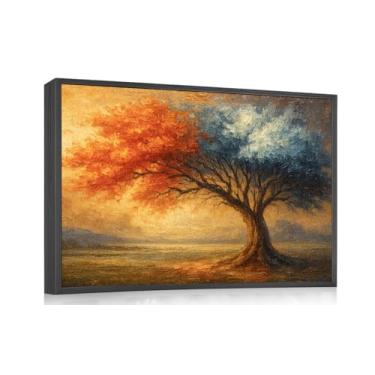 Imagem de Árvore da Vida Arte de Parede em Tela Moderna Abstrata Árvore da Vida Pintura Quadro Emoldurado Decoração de Parede para Sala de Estar Escritório Sala de Meditação Quarto Hotel Decoração de Casa 50 cm