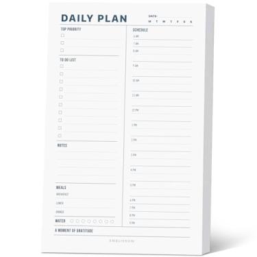 Imagem de Bloco de notas planejador diário, bloco removível de 14 x 21,6 cm – 70 folhas não datadas, organizador de mesa com agenda horária, lista de tarefas para o trabalho, escola (branco, minimalista, 1