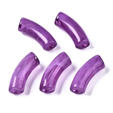 Imagem de Spritewelry 155 peças/500 g 3,5 mm contas de acrílico transparentes imitação de pedra preciosa curva contas de tubo superfície lisa espaçador solto médio violeta contas vermelhas para pulseira faça