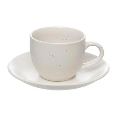 Imagem de Conjunto 6 Xícaras de Chá Com Pires Cerâmica Brim 160ml JGCH053 - Haus