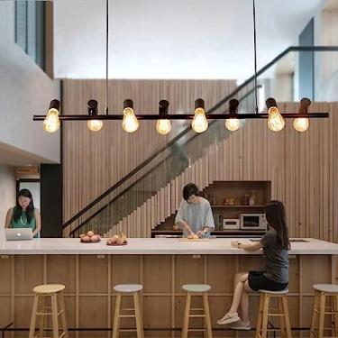 Imagem de Luminária LED para sala de jantar, luminária pendente clássica, vintage, industrial, preta, de metal, para sala de estar, 8 lâmpadas, E27, iluminação retrô, luminária pendente para mesa de j
