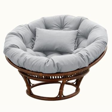 Imagem de BCKNT Almofada de cadeira redonda Papasan espessa com encosto de cabeça, almofada de assento confortável para pendurar e pendurar para pátio de jardim externo e interno (sem assentos)