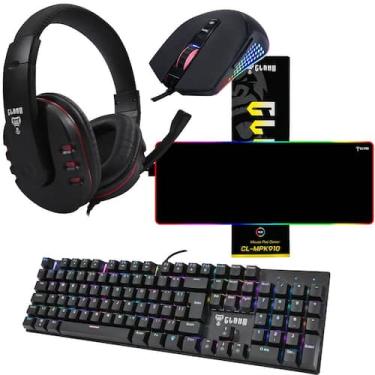 Imagem de Kit Gamer Com Teclado Mouse Headset Mouse Pad SET015 - CLANM