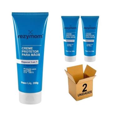 Imagem de Creme Protetor Luva Quim Para Mãos 3 Em 1 Rezymom 200g 2 Uni