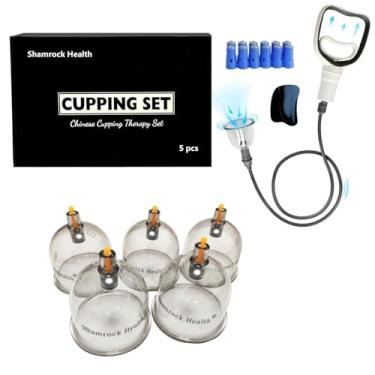 Imagem de Copos para uso em terapia de massagem, kit de ventosas de 5 xícaras para terapia de massagem, conjunto de terapia de ventosas chinesa com magnético, conjunto profissional de ventosas a vácuo para