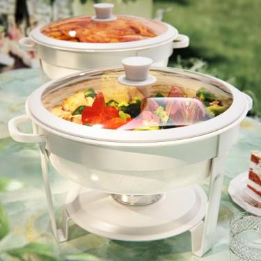 Imagem de Pratos de atrito para buffet 2 pacotes, [Game Changer revestido com maifanite] Conjunto de buffet de pratos de atrito oferece a elegância da natureza, aquecedores de alimentos de 5 litros para festas