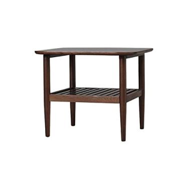 Imagem de Mesa de centro de cabeceira pequena moderna pequena mesa de centro quadrada de camada dupla sofá mesa de canto sala de estar quarto varanda mesa lateral mesa de quarto