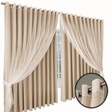 Imagem de cortina para quarto e sala blecaute Ana 6,00 x 2,90 palha