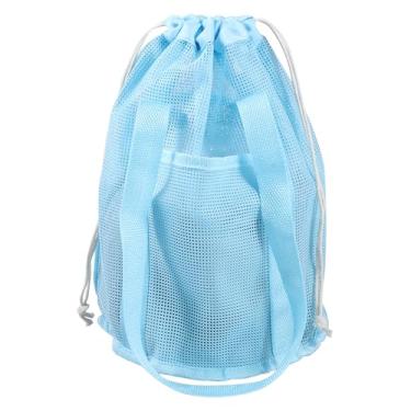 Imagem de HJJWNDDNG Organizador de chuveiro de malha com cordão, essencial para estudantes universitários, bolsa de banho de malha de secagem rápida para acampamento, natação, academia, viagem, banheiro (azul