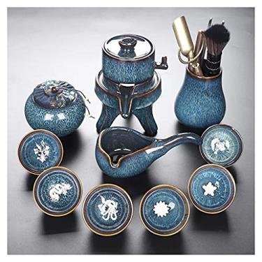 Imagem de Conjunto de chá estilo europeu conjunto de chá de cerâmica semiautomático bule de chá xícara de chá chinês retro conjunto de chá semiautomático festa casa 6 xícaras conjunto de bule de chá (tamanho: D