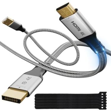 Imagem de Elecan Cabo adaptador HDMI para monitor DisplayPort 4 pés 4K @60Hz 2K 1080P com alimentação USB, fonte HDMI unidirecional de alta velocidade para conversor de exibição DP, trançado para PC, AMD,