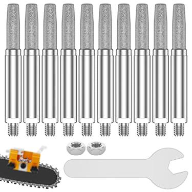 Imagem de RWWPJLLWHR 10 peças de motosserra de motosserra de carboneto de tungstênio diamante afiador de motosserra de alta dureza, kit de afiação de motosserra para motosserra de 8 a 55 cm, joias de madeira (5
