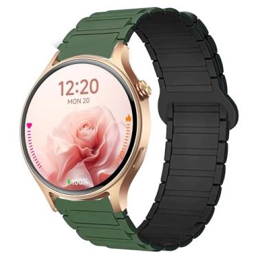 Imagem de Pulseira esportiva de silicone de liberação rápida de 20 mm e 22 mm compatível com relógio inteligente Aeac de 1,32 polegadas redondo, W208 Plus, IDW19, GTX12 (verde, pulseira de tamanho de 20 mm)