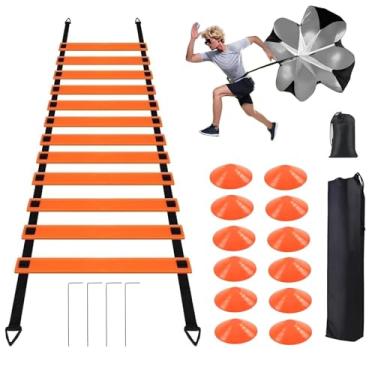 Imagem de ANSLYQA Futebol Cones (9 polegadas, 20 pacotes) Cone esportivo de treinamento de agilidade com bolsa de transporte para furadeiras de futebol infantil, marcadores de campo de basquete, (laranja)