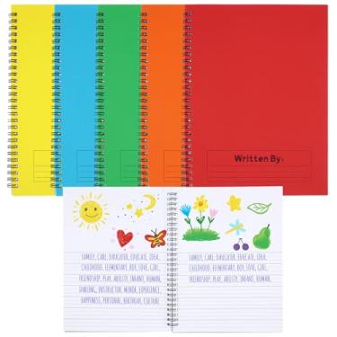 Imagem de Henoyso Caderno de composição primária, 5 peças, 100/50 folhas, K-2 em espiral a granel, diário primário, prática de caligrafia, para crianças, jardim de infância, 1º segundo material de volta às