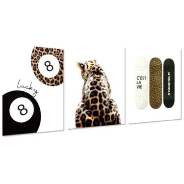 Imagem de MINI ZOZI Arte de parede de guepardo, 30,5 x 40,6 cm, leopardo, estocolmo, decoração de quarto, conjunto de 3 imagens coloridas, pôsteres modernos para quarto de meninas, estampa estética, 8 bolas