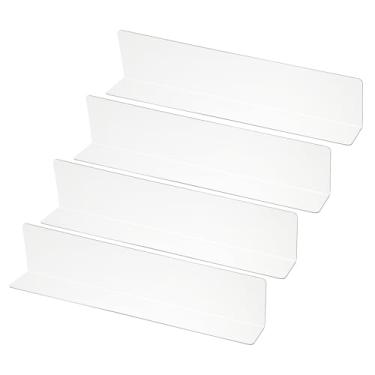 Imagem de Pacote com 4 divisórias de prateleira para organização de armários, 29 x 3 x 6 cm, separador de armário de acrílico, prateleiras de armário de cozinha, bloqueador sob a cama para quarto, cozinha