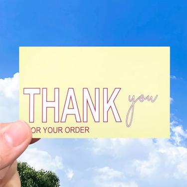 Imagem de Cartão de agradecimento pelo seu pedido, cartão de agradecimento do cliente, design minimalista, 5 x 8 cm, pacote com 50 amarelos