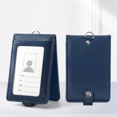 Imagem de 1 cartão de identificação de trabalho azul escuro, suporte, crachá, crachá para pendurar, documento de trabalho, porta-cartão dobrável, material de escritório