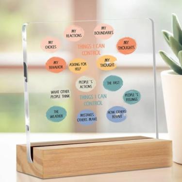 Imagem de Placa acrílica para decoração de sala de aula de escritório de terapia, placa decorativa de mesa transparente educativa com suporte, suprimentos de canto calmo, quarto, psicólogo, escritório, casa