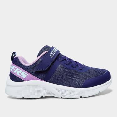Imagem de Tênis Infantil Skechers Microspec Menina, Azul, Roxo, 27