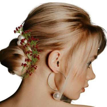 Imagem de Pacote 6 Hastes Flores Artificiais de Qualidade: Buquê de Noiva Elegan