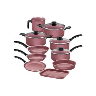 Imagem de Jogo De Panelas 10 Peças Turim Antiaderente Tramontina Rosa