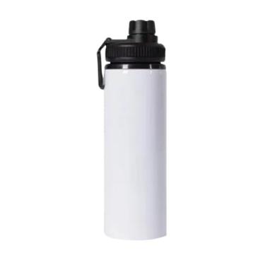 Imagem de Garrafa Squeeze de Alumínio 750ml com Tampa Emborrachada Branco Uso Esportivo Academia Corrida Viagem Hidratação Leve Durável Livre de BPA Ideal para Água e Bebidas