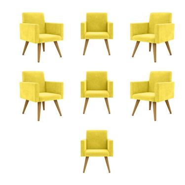 Imagem de Kit 07 Cadeiras Poltronas Decorativa - Escritório - Recepção Cor:amarelo