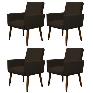 Imagem de Kit 4 Poltronas Decorativa Sala E Quarto Nina Suede Herrero Cor:marrom Escuro