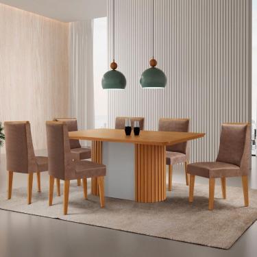 Imagem de Mesa De Jantar Aspen 180cm Tampo Mdf Laminado 6 Cad Lisboa Tork / /off White