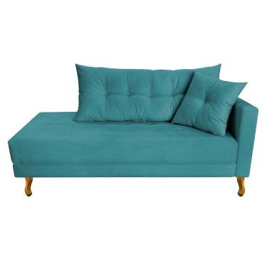 Imagem de Recamier Azura 185cm Com Almofada Lado Esquerdo Suede Cor Azul Turquesa