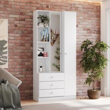 Imagem de Armário Multiuso Com Espelho 3 Gavetas e 2 Portas - Doha Branco - Henn