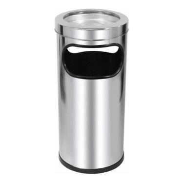 Imagem de Cinzeiro Lixeira Em Aço Inox Com Aro Inox 22L